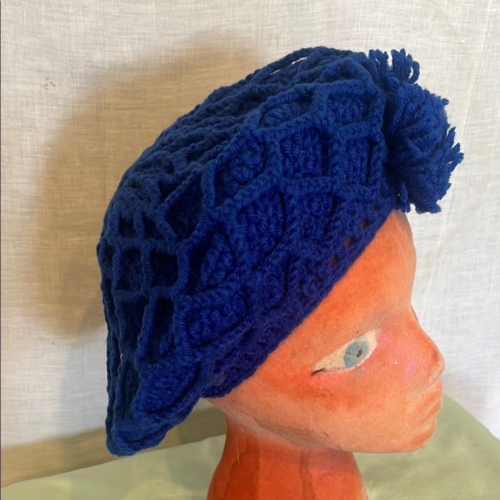 Blue Crochet Women's Beret